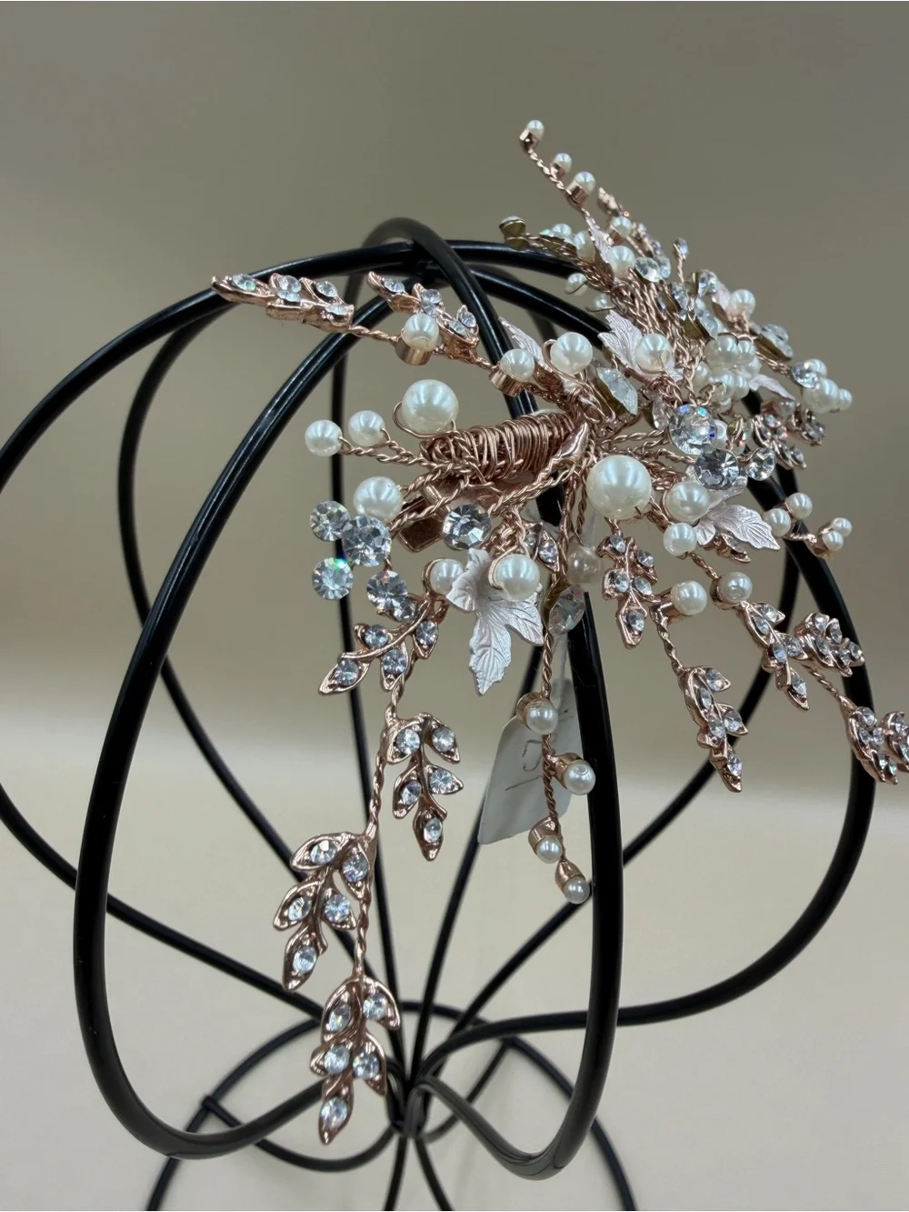 Rose Gold Pearl Crystal Bridal Hair Clip Floral Wedding Barrette NWT